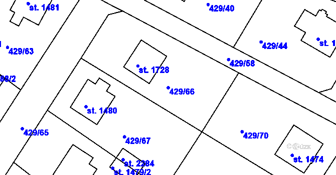 Parcela st. 429/66 v KÚ Milevsko, Katastrální mapa