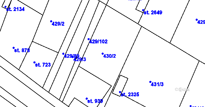 Parcela st. 430/2 v KÚ Milevsko, Katastrální mapa