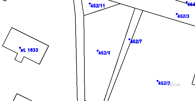 Parcela st. 452/1 v KÚ Milevsko, Katastrální mapa