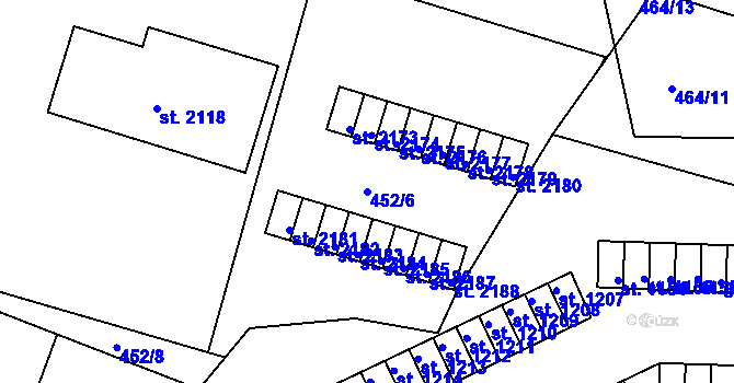 Parcela st. 452/6 v KÚ Milevsko, Katastrální mapa
