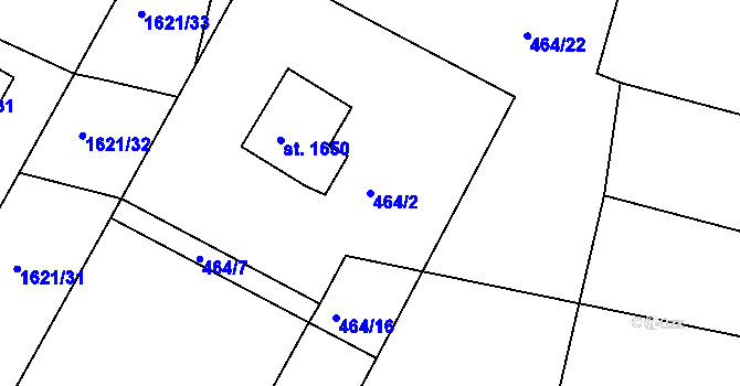 Parcela st. 464/2 v KÚ Milevsko, Katastrální mapa