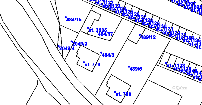 Parcela st. 484/3 v KÚ Milevsko, Katastrální mapa