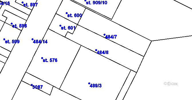 Parcela st. 484/8 v KÚ Milevsko, Katastrální mapa