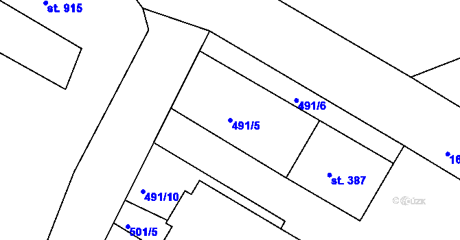 Parcela st. 491/5 v KÚ Milevsko, Katastrální mapa