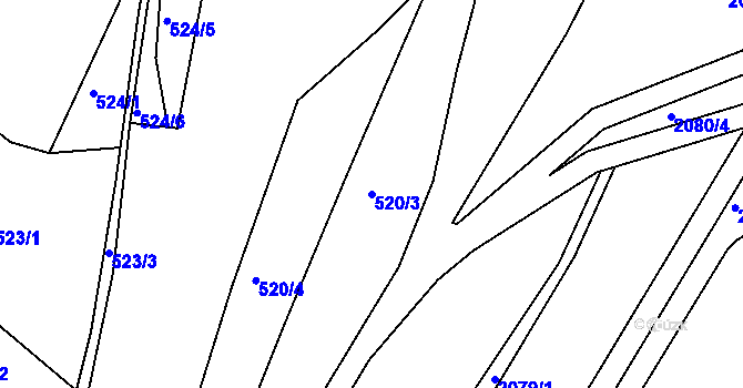 Parcela st. 520/3 v KÚ Milevsko, Katastrální mapa