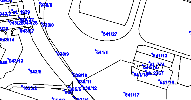 Parcela st. 541/1 v KÚ Milevsko, Katastrální mapa