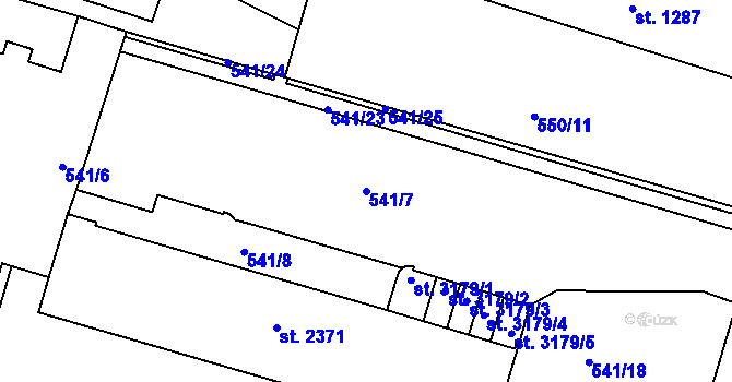 Parcela st. 541/7 v KÚ Milevsko, Katastrální mapa
