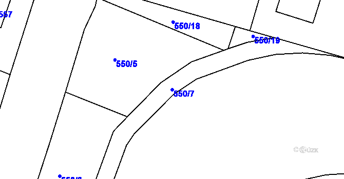 Parcela st. 550/7 v KÚ Milevsko, Katastrální mapa
