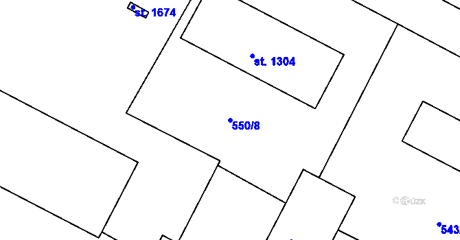 Parcela st. 550/8 v KÚ Milevsko, Katastrální mapa