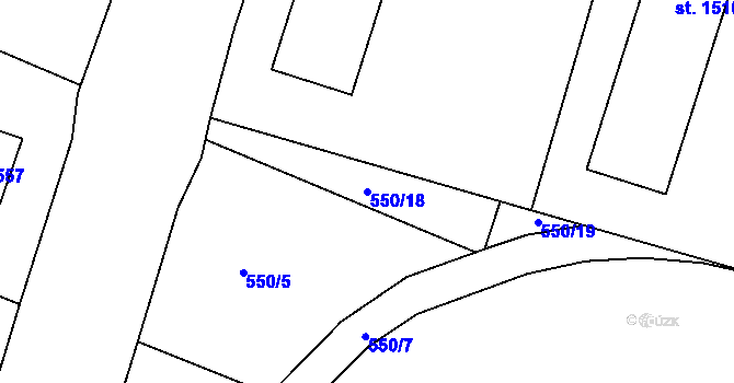Parcela st. 550/18 v KÚ Milevsko, Katastrální mapa
