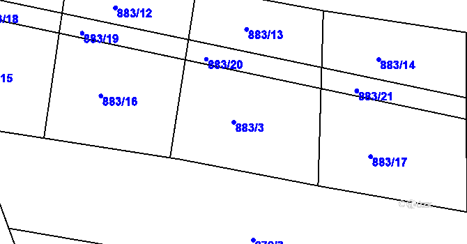Parcela st. 883/3 v KÚ Milevsko, Katastrální mapa