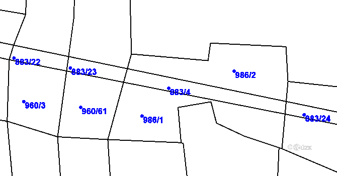 Parcela st. 883/4 v KÚ Milevsko, Katastrální mapa