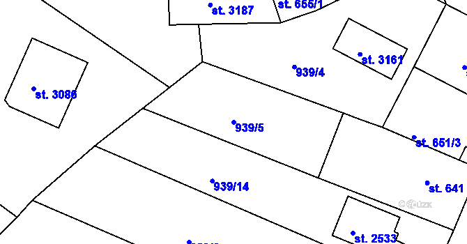 Parcela st. 939/5 v KÚ Milevsko, Katastrální mapa