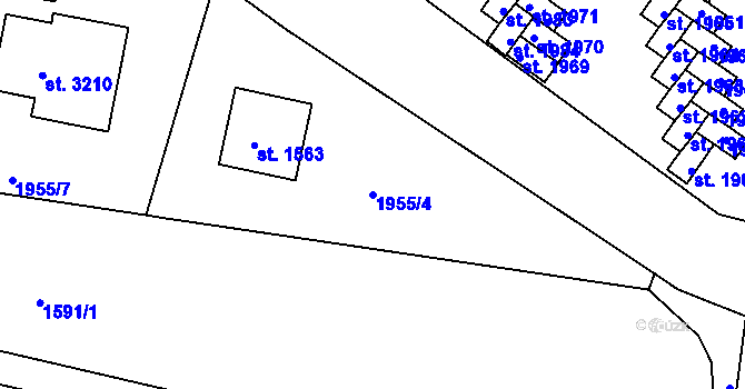 Parcela st. 1955/4 v KÚ Milevsko, Katastrální mapa
