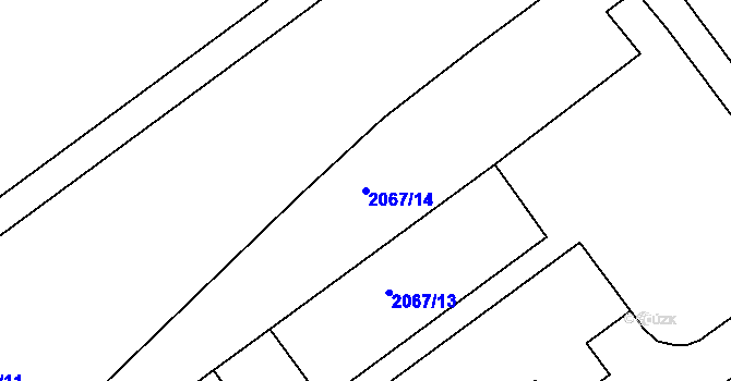 Parcela st. 2067/14 v KÚ Milevsko, Katastrální mapa