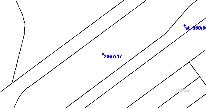 Parcela st. 2067/17 v KÚ Milevsko, Katastrální mapa