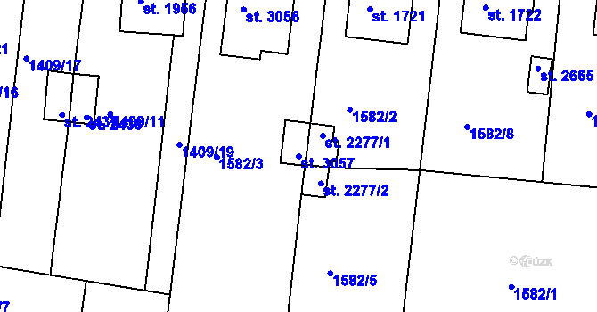 Parcela st. 3057 v KÚ Milevsko, Katastrální mapa