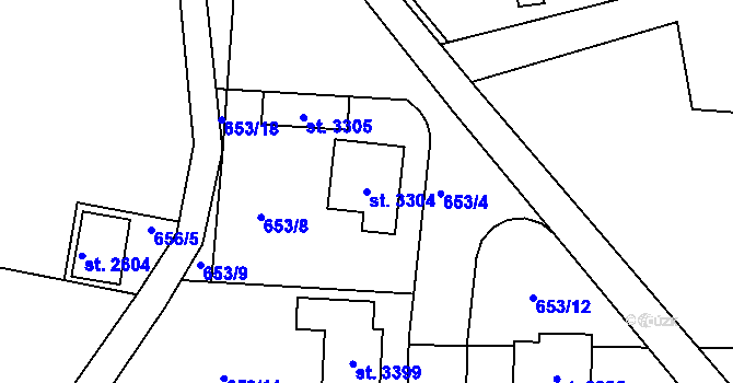 Parcela st. 3304 v KÚ Milevsko, Katastrální mapa