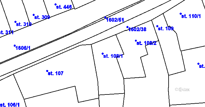 Parcela st. 108/1 v KÚ Milevsko, Katastrální mapa