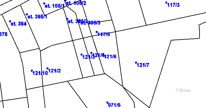 Parcela st. 121/6 v KÚ Milevsko, Katastrální mapa