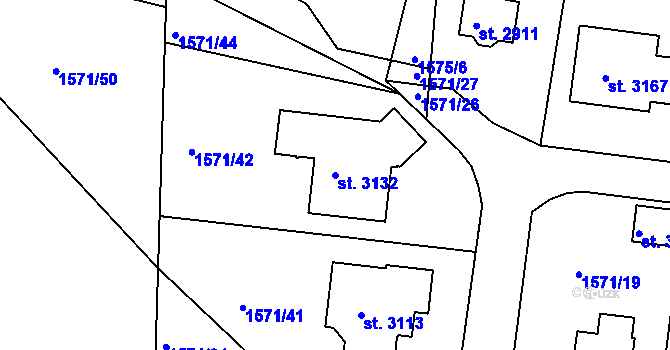 Parcela st. 3132 v KÚ Milevsko, Katastrální mapa