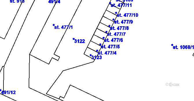 Parcela st. 477/4 v KÚ Milevsko, Katastrální mapa