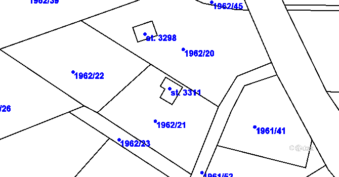 Parcela st. 3311 v KÚ Milevsko, Katastrální mapa