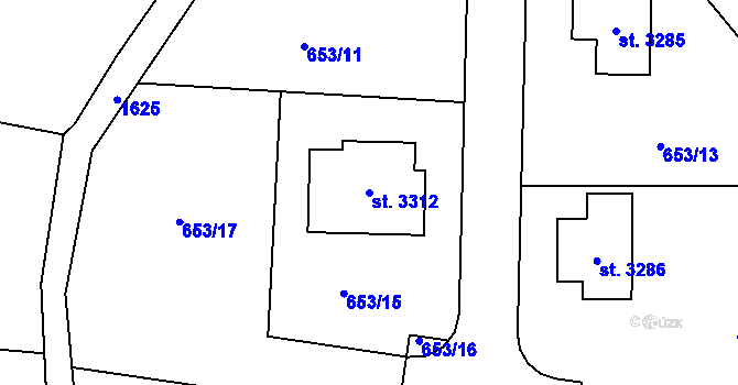 Parcela st. 3312 v KÚ Milevsko, Katastrální mapa