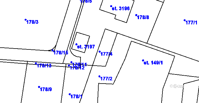 Parcela st. 177/4 v KÚ Milevsko, Katastrální mapa