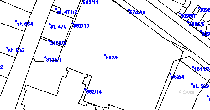 Parcela st. 562/5 v KÚ Milevsko, Katastrální mapa
