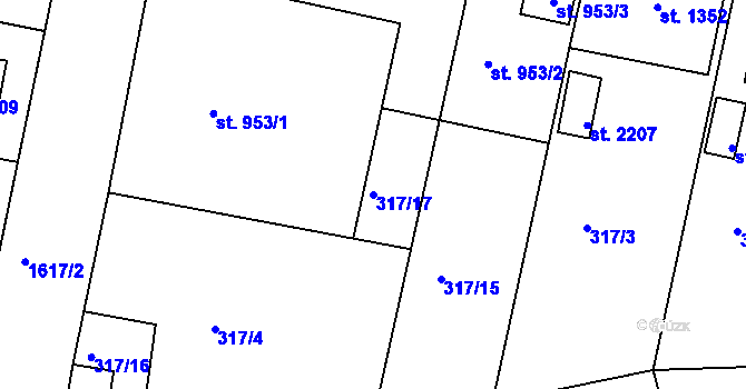 Parcela st. 317/17 v KÚ Milevsko, Katastrální mapa
