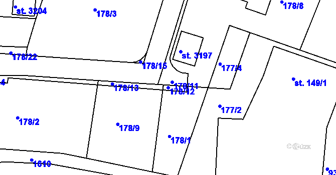 Parcela st. 178/12 v KÚ Milevsko, Katastrální mapa