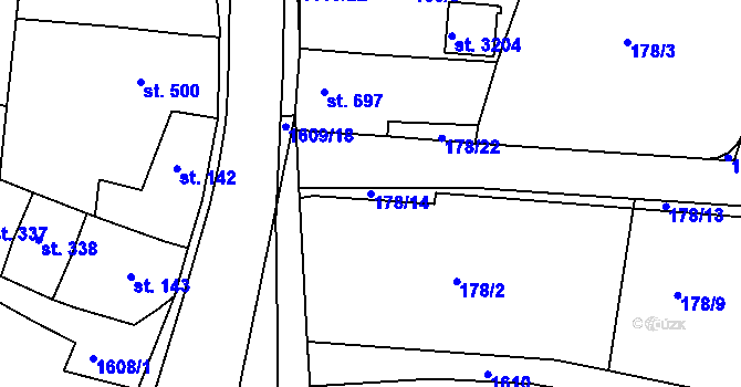 Parcela st. 178/14 v KÚ Milevsko, Katastrální mapa