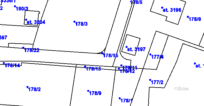 Parcela st. 178/15 v KÚ Milevsko, Katastrální mapa