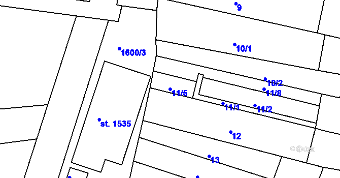 Parcela st. 11/5 v KÚ Milevsko, Katastrální mapa