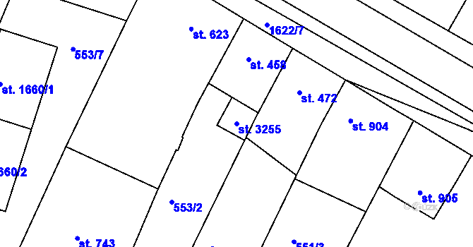 Parcela st. 3255 v KÚ Milevsko, Katastrální mapa