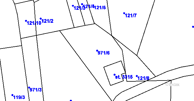 Parcela st. 971/6 v KÚ Milevsko, Katastrální mapa