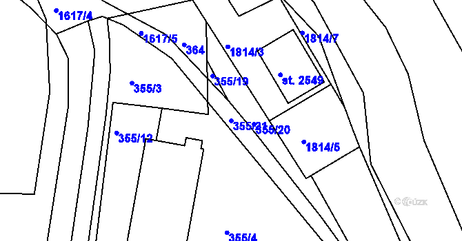 Parcela st. 355/21 v KÚ Milevsko, Katastrální mapa