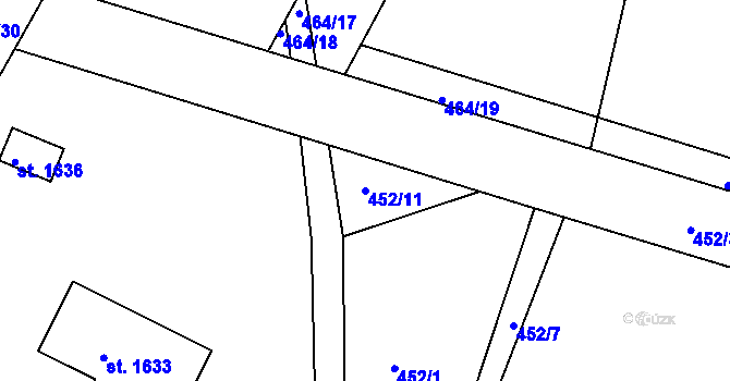 Parcela st. 452/11 v KÚ Milevsko, Katastrální mapa