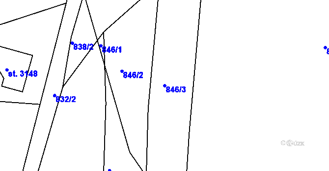 Parcela st. 846/3 v KÚ Milevsko, Katastrální mapa