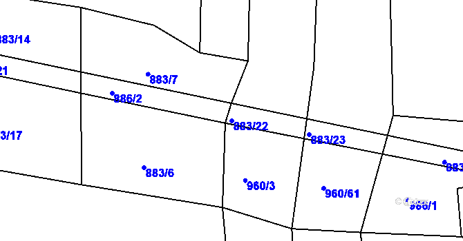 Parcela st. 883/22 v KÚ Milevsko, Katastrální mapa