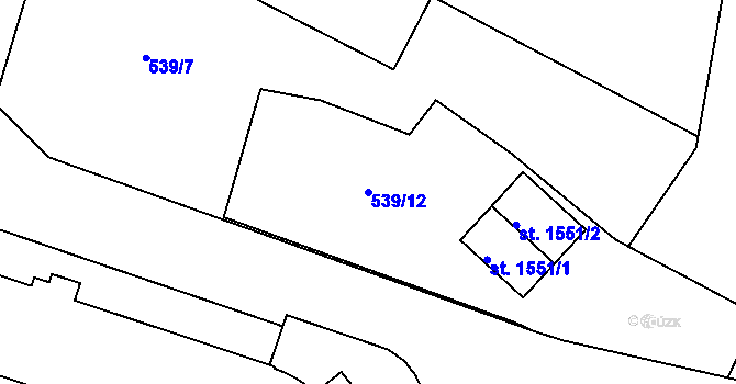 Parcela st. 539/12 v KÚ Milevsko, Katastrální mapa