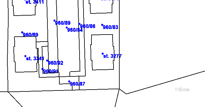 Parcela st. 3277 v KÚ Milevsko, Katastrální mapa