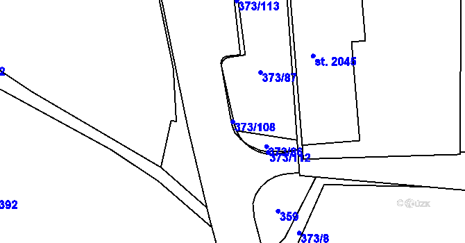 Parcela st. 373/108 v KÚ Milevsko, Katastrální mapa