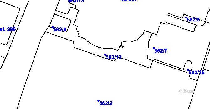 Parcela st. 562/12 v KÚ Milevsko, Katastrální mapa