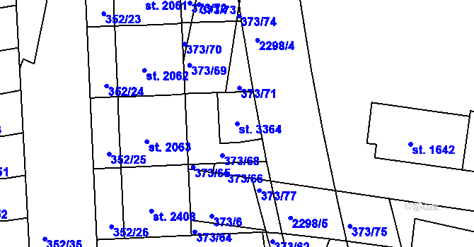 Parcela st. 3364 v KÚ Milevsko, Katastrální mapa