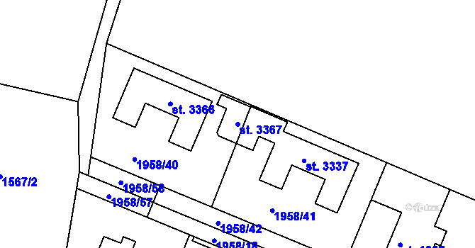 Parcela st. 3367 v KÚ Milevsko, Katastrální mapa
