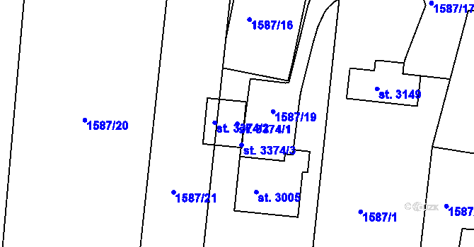 Parcela st. 3374/1 v KÚ Milevsko, Katastrální mapa