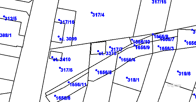 Parcela st. 3375 v KÚ Milevsko, Katastrální mapa