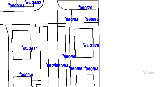 Parcela st. 3379 v KÚ Milevsko, Katastrální mapa